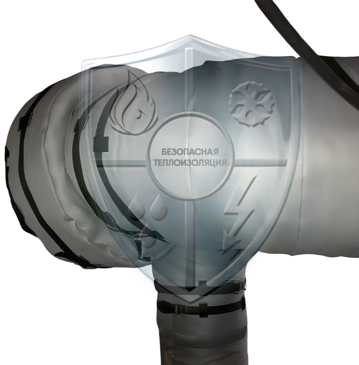 Участок выхлопной системы двигателя корабля с термочехлами Safeisol